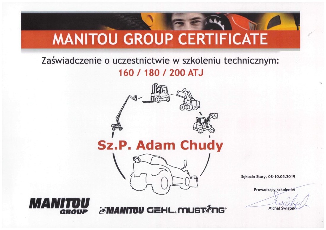 Certyfikat Manitou